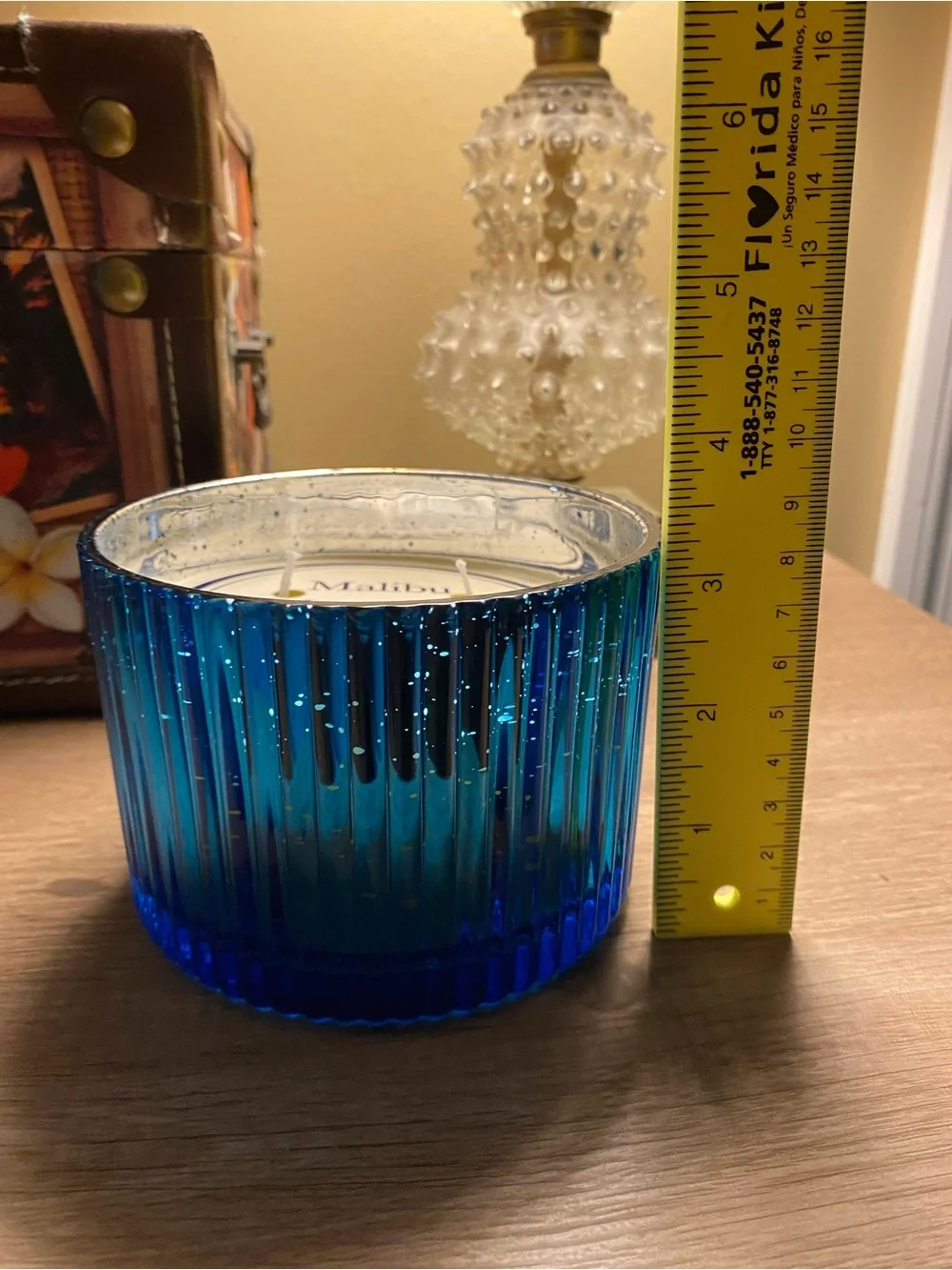 Malibu Lagoon Scented Candle 12 oz Blue Glass Jar 3-Wick, 1 Pack